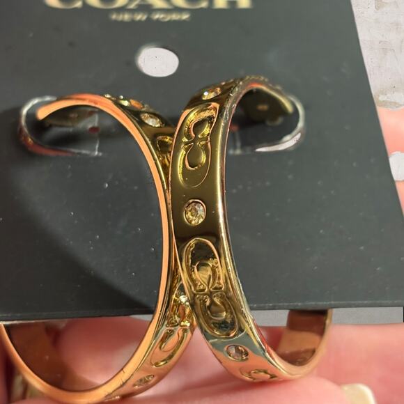 Coach NWT Gold Signature Hoop Earrings - Picture 4 of 4